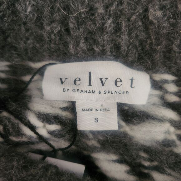 NWT Velvet Fair Isle Alpaca Wool Sweater Size S Alexa Grey NEW Made in Peru - Picture 8 of 9